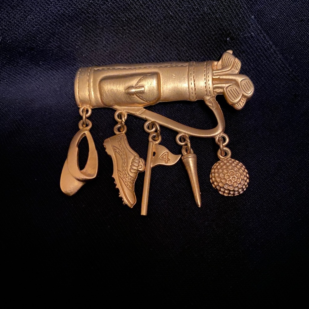 GOLF Bag gold brooch